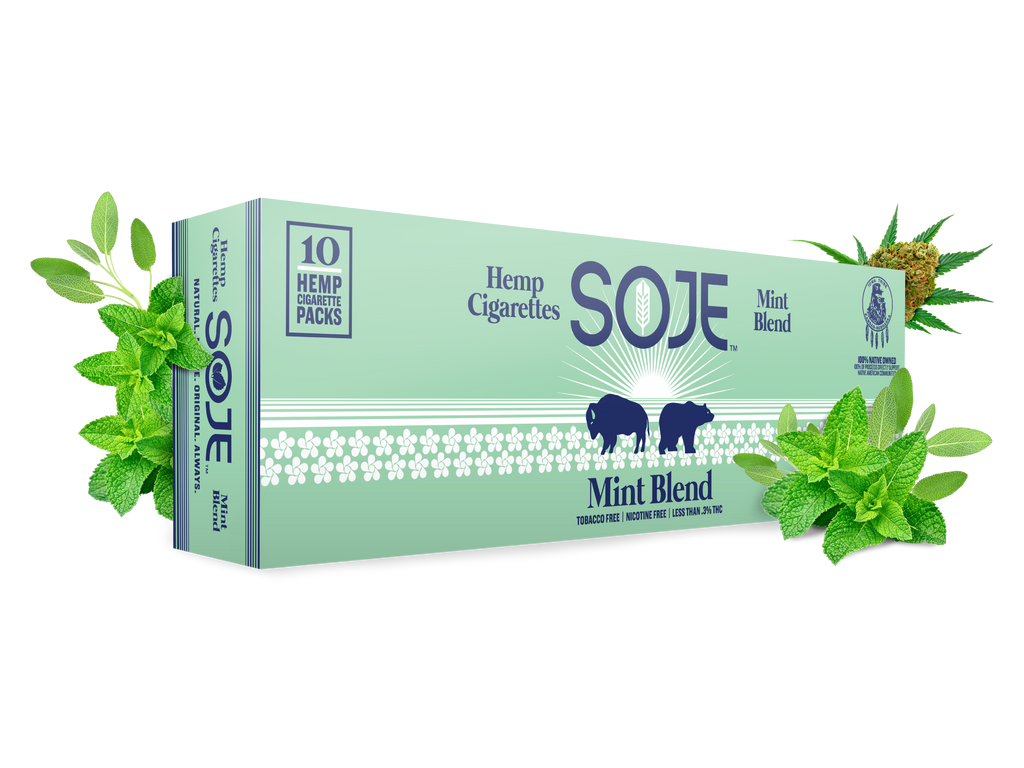 mint blend carton that is highlighted with herbs contained in the product